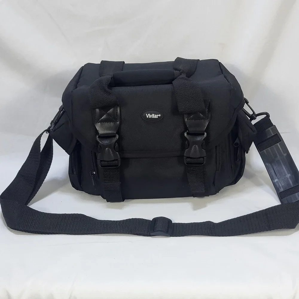 Vivitar Camera Shoulder Bag Black Padded Gear Case with Adjustable Dividers